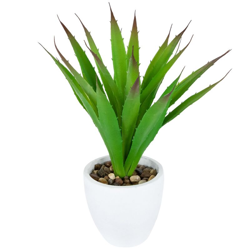 Northlight 13.5" Agave Succulent Artificial Potted Plant - Green/White, 3 of 7