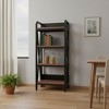 HomeRoots 56" Black And Brown Metal and Wood Four Tier Etagere Bookcase - 2 of 4