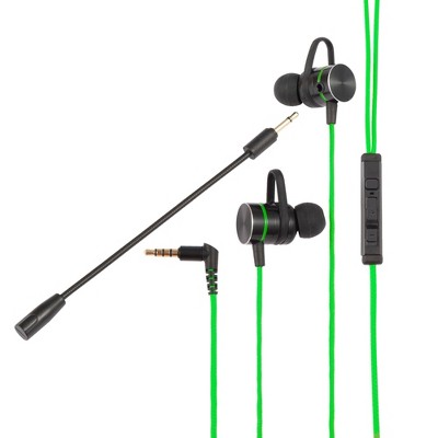 Insten 3.5mm Wired Gaming In-Ear Headset with Microphone - Earbuds & Earphones for Phone Games, PS4, PS5, PC, Xbox & Nintendo Switch, Black/Green