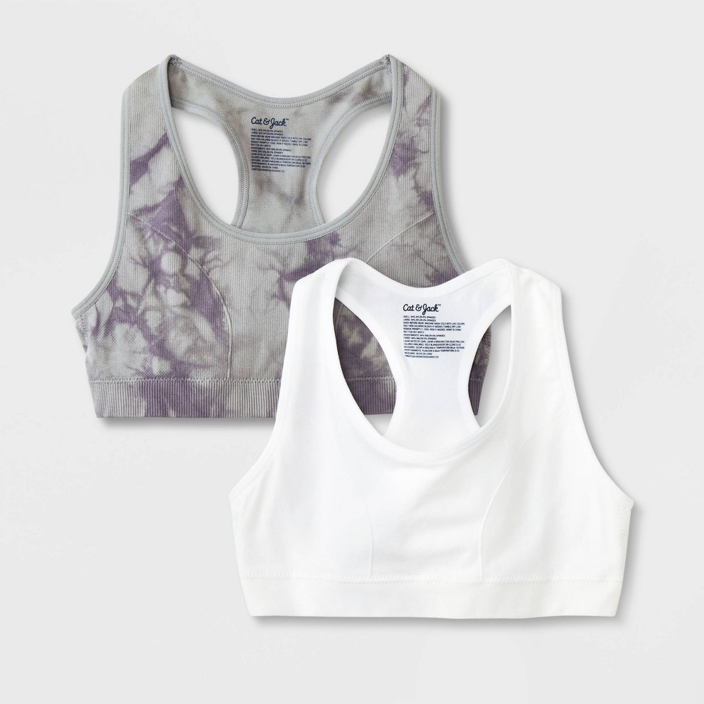Girls' 2pk Sports Bra - Cat & Jack™ Gray M 