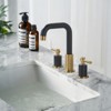 WOWOW 8 in. Widespread Double Handle High Arc Bathroom Faucet with Drain Kit Included in Brushed Nickel - 3 of 4