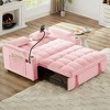 ORRD Foldable Double Seat Recliner Sofa Bed, Velvet Pull-Out Sleeper with USB Port & Side Pockets - 2 of 4