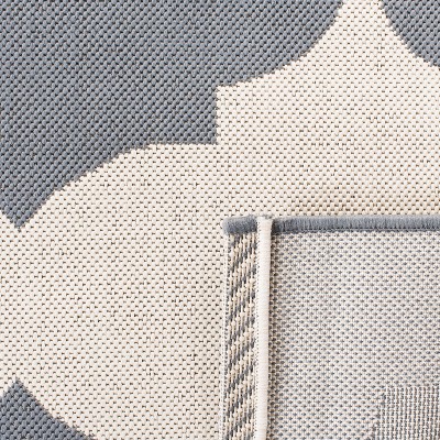 Beige and Anthracite Geometric 2'7" x 5' Indoor/Outdoor Rug