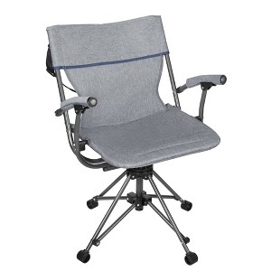 Zenithen Folding Lawn 360 Swivel Chair with Armrests, Blue Grey - 1 of 4
