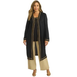 Jessica London Women's Plus Size Tipped Duster Cardigan - 1 of 4