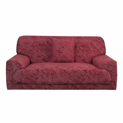 Piccocasa Stretch Loveseat 1 2 3 Seater Chair Solid Color Polyester Sofa  Slipcovers 1 Pc Burgundy 69-86 Inches : Target