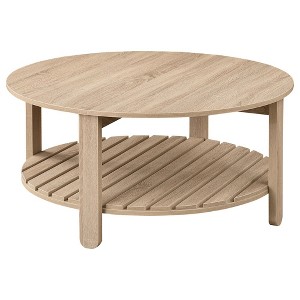 Coaster,Fowler 1-shelf Round Engineered Wood Coffee Table Natural - 1 of 4