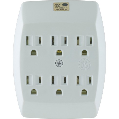 Electrical Extension Grounded 6 Outlet Plug Wall Taps White 