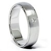 Pompeii3 Mens Bezel Diamond Solitaire 14K White Gold Wedding Ring Band - 2 of 4