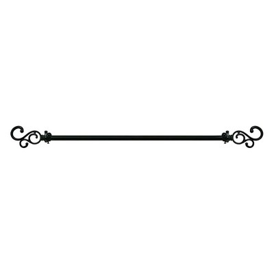 Achim Metal Buono II Medley 66 to 120 Inch Decorative Adjustable Curtain Hanger Rod Pole Holder with Ornate Finials for Bathroom or Bedroom, Black