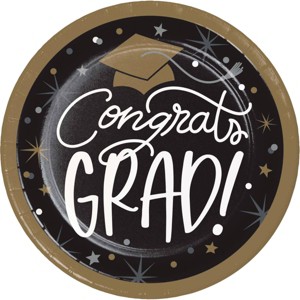 Creative Converting 7" Glowing Graduate Dessert Paper Plates 24ct - 1 of 3