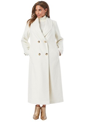 Jessica London Women's Plus Size Long Shawl Collar Wool Coat