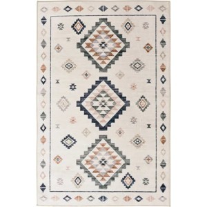 Racxily 4'x5'6" Southwestern Faux Fur Indoor Rug, Non Slip, Super Strong, Ideal for High Traffic Areas in Bedroom, Living Room - 1 of 4