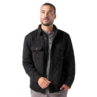WEARFIRST Men's Quilted Button Front Shirt Jacket | Black Large