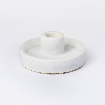 1.5&#34; x 4&#34; Marble Stone Taper Candle Holder White - Threshold&#8482; designed with Studio McGee