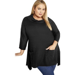 Avenue Women's Plus Size Ari Pocket Tunic - 1 of 4