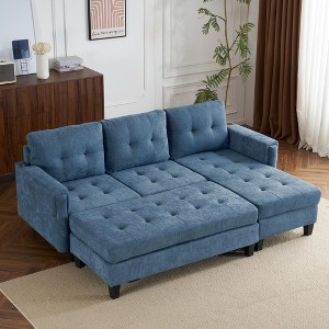 83.4"W Sectional Sofa Couch, Sofa Bed with Two USB Ports, Movable Ottoman and Reversible Chaise Lounge -ModernLuxe - 1 of 4