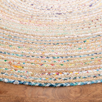 Handmade Ivory and Taupe Cotton Round Area Rug