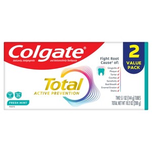 Colgate Total Fresh Mint Striped Gel Toothpaste - Mint - 5.1oz/2pk - 1 of 4