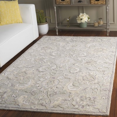 Light Blue and Ivory Square Hand-Tufted Wool Area Rug
