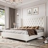 Bed Frame Upholstered Bed Wingback Headboard Velvet Tufted Diamond Button - 2 of 4