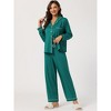 cheibear Women's Long Sleeves Button Down Top with Pants Lounge Pajamas Set - 2 of 4