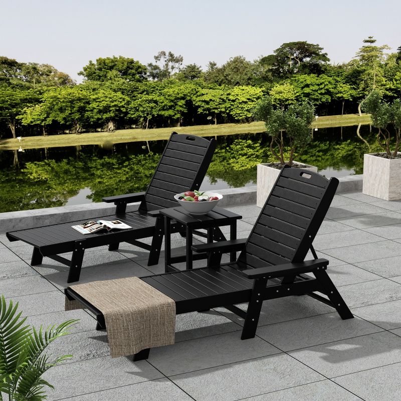 WestinTrends 3 Pieces Set Poly Adirondack Outdoor Chaise Lounges with Side Table, 2 of 3