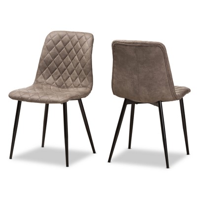 Set of 2 Roberta Midcentury Modern Fabric Upholstered Shell Dining Chairs Light Brown - Baxton Studio