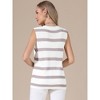 INSPIRE CHIC Women's Stripe Sleeveless Crew Neck Summer Hollow Out Vacation Casual Crochet Vest - 3 of 4