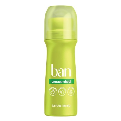 Ban Invisible Roll-On Antiperspirant Deodorant Unscented with Odor-Fighting Ingredients - 3.5 oz