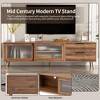 Modern TV Stand for 75"+ TV, Media Console with 2 Glass Doors, 2 Drawers & Storage Cabinet, Mid-Century Modern Entertainment Center for Living Room - 3 of 4