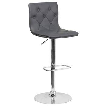 Flash Furniture Contemporary Button Tufted Vinyl Adjustable Height Barstool with Chrome Base