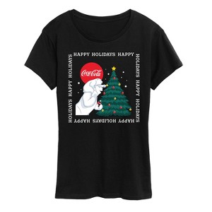 Women's - Coca-Cola - Happy Holidays Bears And Tree Short Sleeve Graphic T-Shirt - 1 of 4