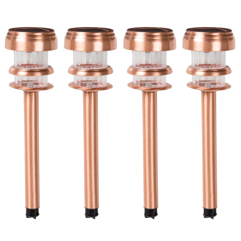 Nature Spring Solar-Powered LED Pathway Lights With Stakes - Set of 4, Copper, 3 of 6