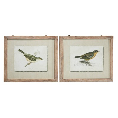 Wood Bird Framed Wall Art Set Of 2: Olivia & May Vertical Canvas ...