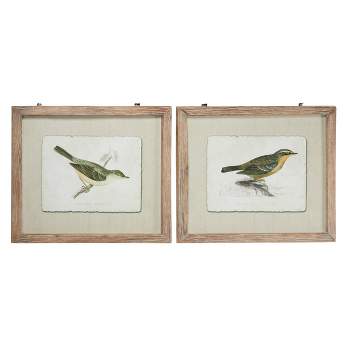 Wood Bird Framed Wall Art with Brown Frame Set of 2 Brown - Olivia & May