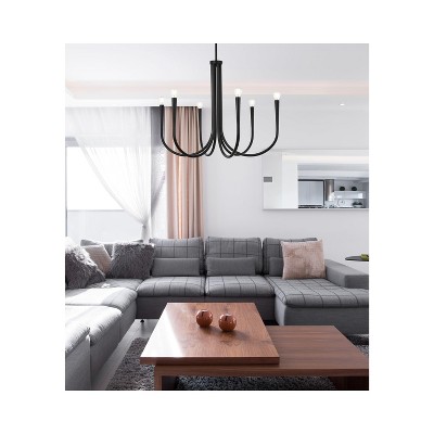 Modern Black Metal 6-Light Candle Chandelier