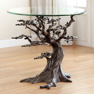 SPI Home Elegant Cypress Tree End Table with Glass Top - 1 of 1