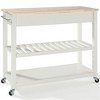 HomeStock  Wood Top Kitchen Prep Rolling Cart, Microwave Stand, Coffee Bar, with Shelves and Drawers, White - 4 of 4