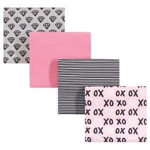 Hudson Baby Infant Girl Cotton Flannel Receiving Blankets, Xoxo, One Size - 1 of 2