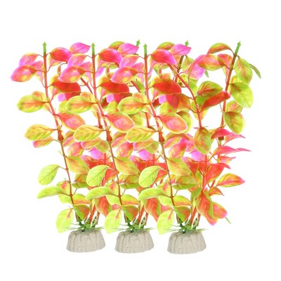 Unique Bargains Plastic Artificial Water Plants Aquarium Decorations Pink 7.28" Heigh 3 Pcs