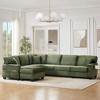 125.2" U-Shaped Sectional Sofa - Modular Corduroy Couch with Movable Ottoman & Side Storage Pockets-- Frevyn - 3 of 4