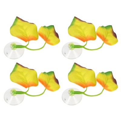 Unique Bargains Betta Fish Leaf Pad Hammock Plants for Fish Tank Yellow 2.56"x1.77"