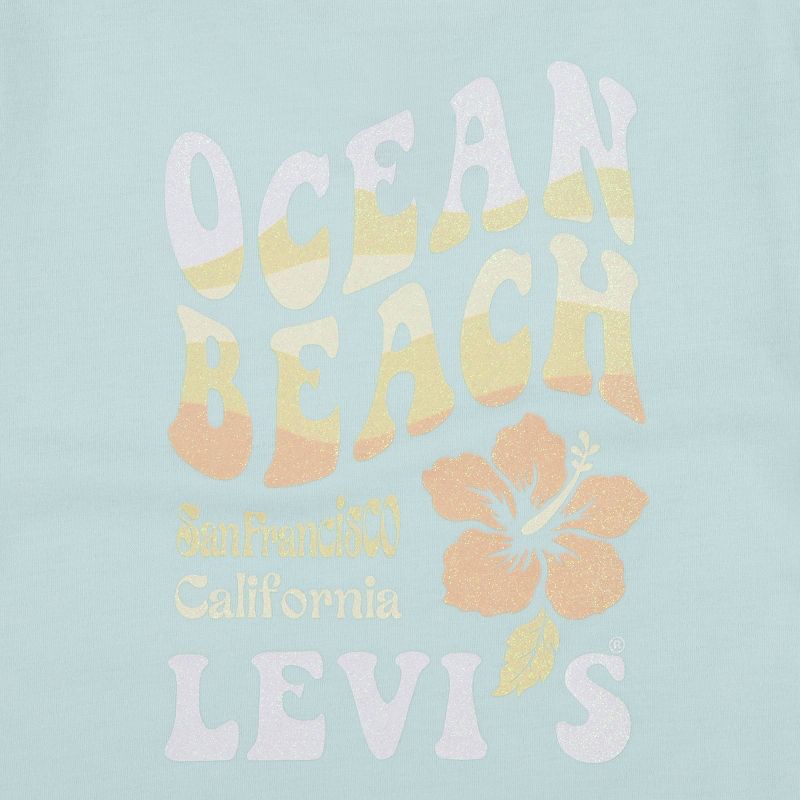 Levi&#39;s® Girls&#39; &#39;Ocean Beach&#39; Mid-Crop Short Sleeve T-Shirt - Mint Blue, 4 of 6