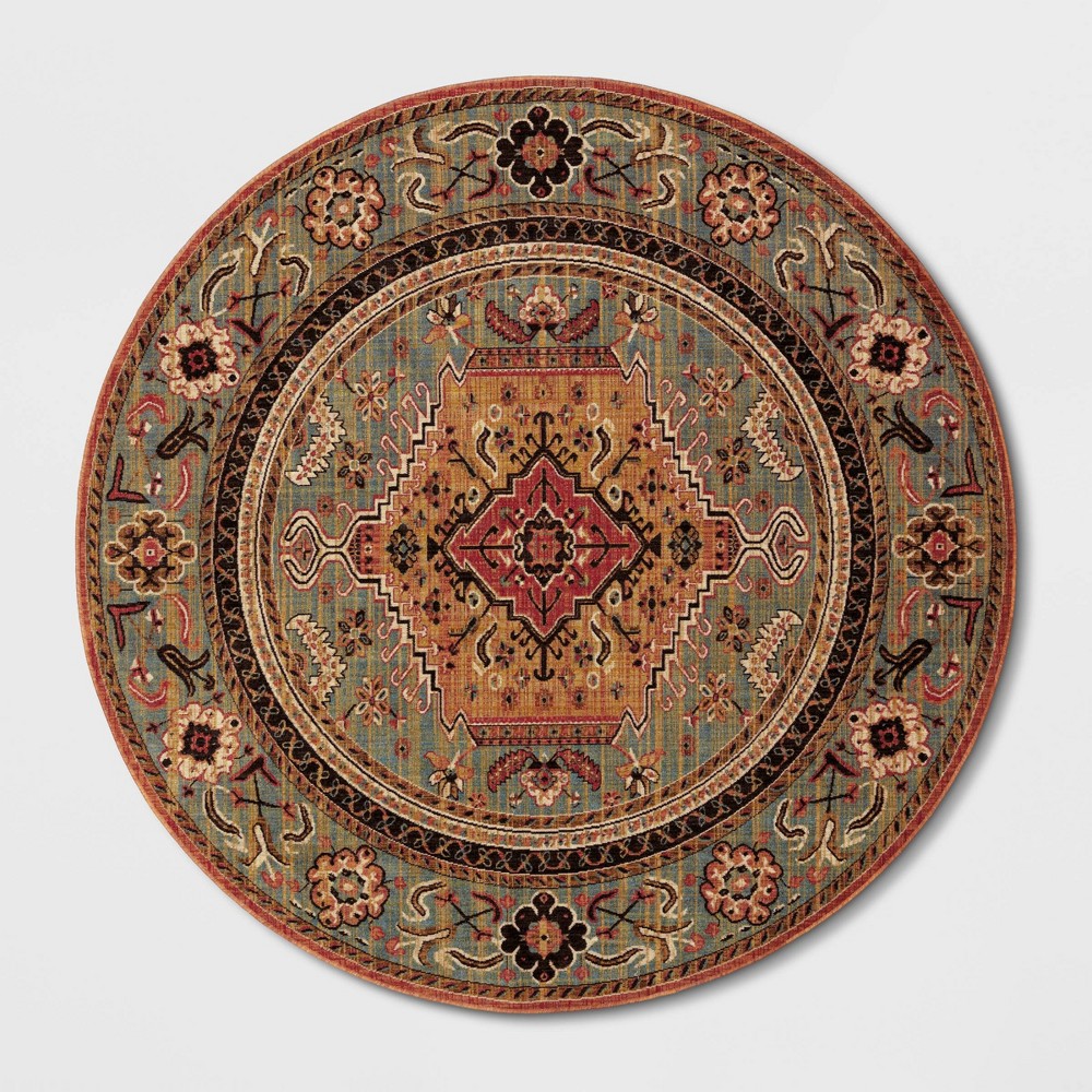 8' Round Floral Woven Area Rug Red - Threshold™