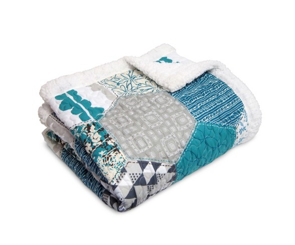 Turquoise Sherpa Briley Throw (60"x50") - Lush D&#233;cor