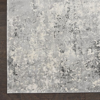 Abstract Elegance 7'10" x 10'6" Grey and Ivory Modern Area Rug