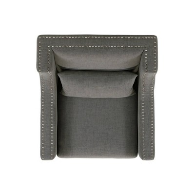 Gray Transitional Accent Chair with Nailhead Trim