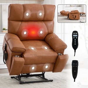 Dual Motor Infinite Position Large Power Lift Recliner Chair with Heat, 8-Point Massage, Hidden Cup Holders, and Medium-Firm Heavy-Duty Design - 1 of 4