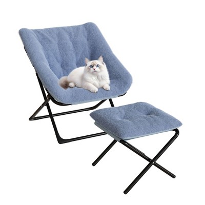 Oversized Comfy Chair, Faux Fur Foldable Lounge Chair for Adults, Metal Frame X-Large Saucer Chair, Plush Accent Chair for Bedroom Living Room Dorm